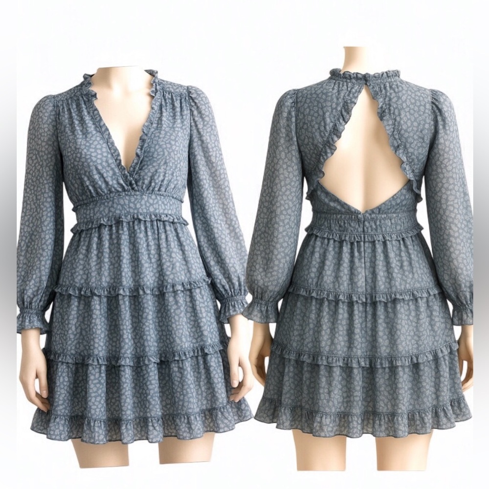 Blue Ruffled Women's Dress